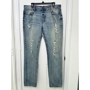 Ring of Fire Mens Slim Fit Jeans Distressed Light Wash Denim Size 36x32‎